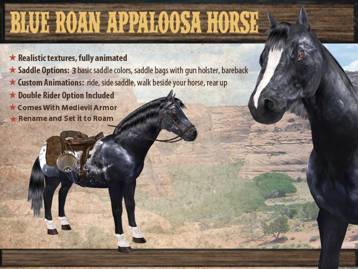 Second Life Marketplace - Blue Roan Appaloosa Horse
